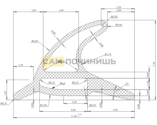 040011 Уплотнитель духового шкафа Ново-Вятка 160см