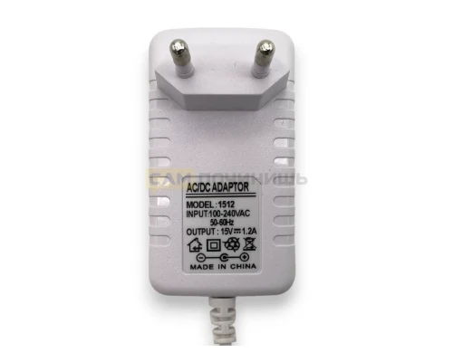 T5487 Адаптер питания AC-DC 15V 1,2A 4.0×1,7mm БЕЛЫЙ (250шт/к)